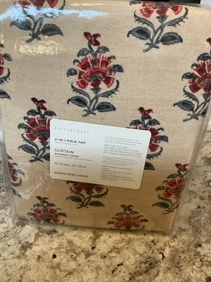 1)Pottery Barn Arnica Bhotah Floral Linen Cotton BLACKOUT Curtain  50”x84” NIP - Image 1 of 4