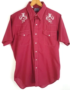 Vintage DeeCee Rangers Westernhemd Herren Large weinrot elegant Schwanz Druckknopfleiste vorne Rodeo - Bild 1 von 14
