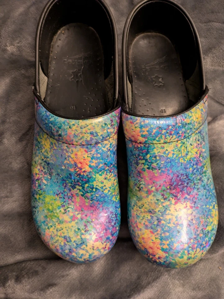 Dansko Gray Blue Pink Paisley Professional Nursing Clog Shoes Womens 41 - Image 1 of 4