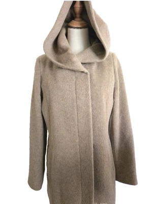 Cole Haan Japan Alpaca Wool Blend Cowl Neck hooded soft  Coat Mocha brown Sz-S - Image 1 of 4