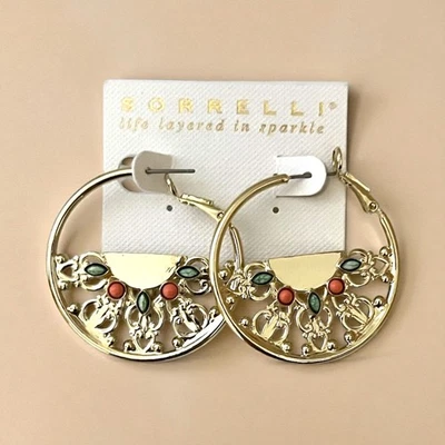 Яркие золотистые серьги-кольца 1,5 дюйма из коллекции Mango Tango от Sorrelli - Изображение 1 из 4