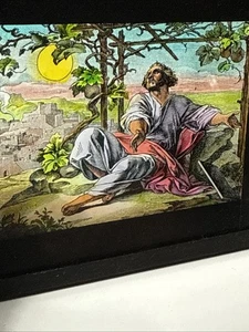 Antique 1920 Stereopticon Slide #1313 Jonah Under the Booth Magic Lantern - Picture 1 of 5