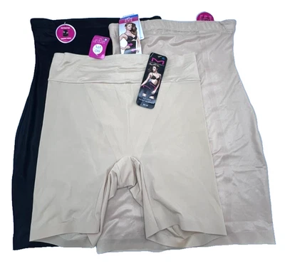 Maidenform Flexees Lote de 3 Talla XL Medio Deslizamiento y Muslo Adelgado Negro y Beige Foto 1 de 4