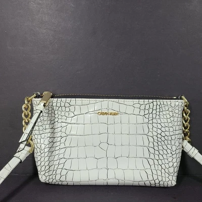 Calvin Klein Women's Small Crossbody Bag Croc Embossed Vegan Leather White - Image 1 of 4
