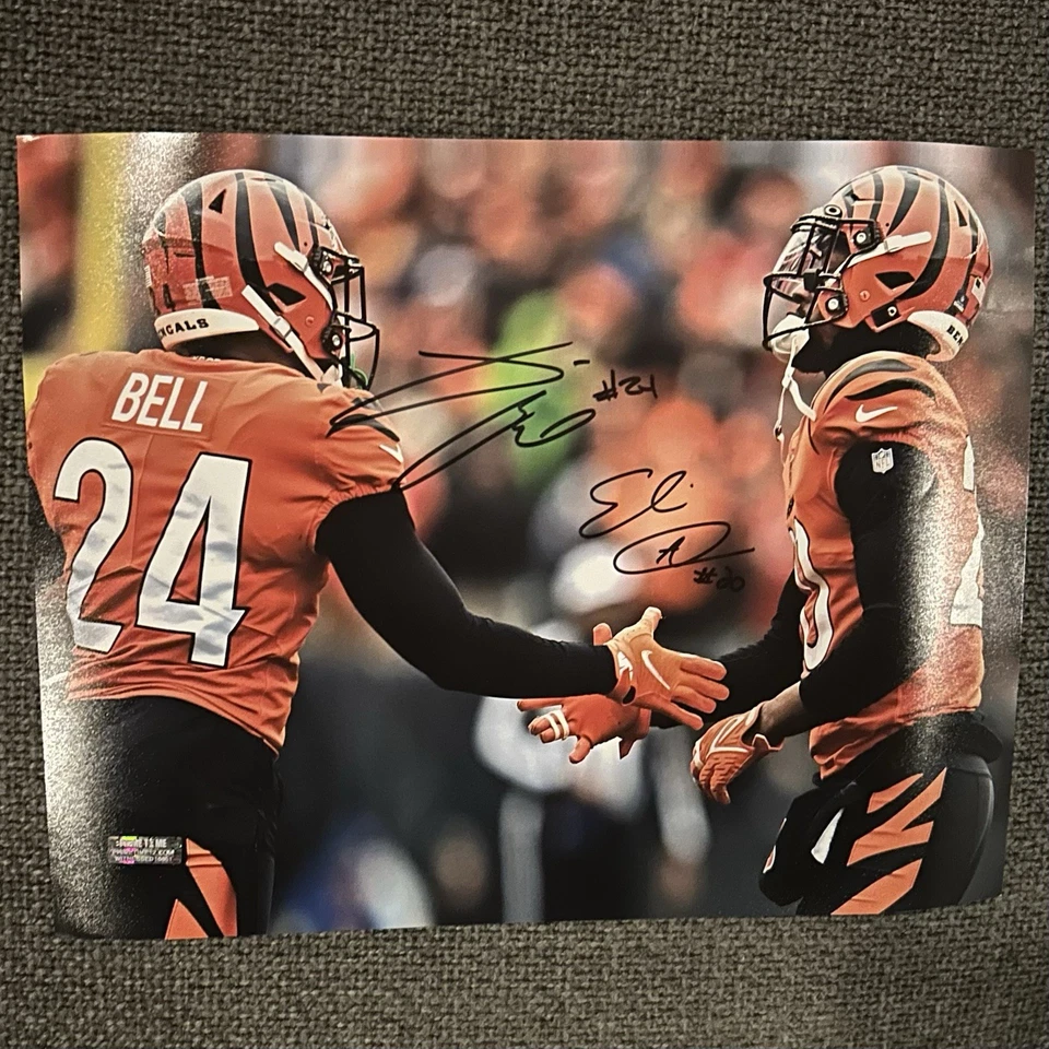 Foto autografiada por Von Bell y Eli Apple Dual Bengals 11x14 certificada en horario estelar Foto 1 de 3