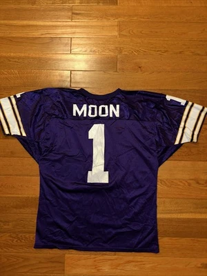 Camiseta deportiva de colección Wilson Minnesota Vikings Warren Moon para hombre XL púrpura #1 NFL 90’s Foto 1 de 4