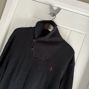 Ralph Lauren Wasserfallausschnitt Pullover Herren Größe XL SCHWARZ Pulli Baumwolle - Bild 1 von 4