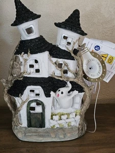 Halloween Spooky Light Up Haunted House With Ghost & Owl "Batteries Included" - Picture 1 of 17
