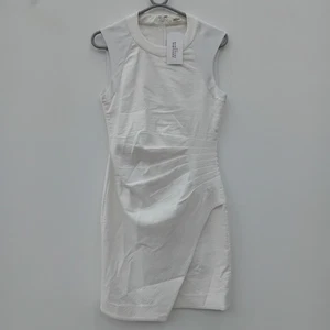 L'Agence Mini Dress UK8 White Gathered Side Pleat Silk Blend Lining FLT17-CD - Picture 1 of 13