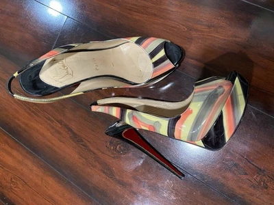 Christian Louboutin Lady Peep Sling 150 Graffiti Pumps Size 8.5 - Image 1 of 4