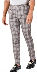 Neu mit Etikett Barabas Hose Größe 36 Slim Fit kariert grau rosa Chino gestreift CP130 - Bild 1 von 16