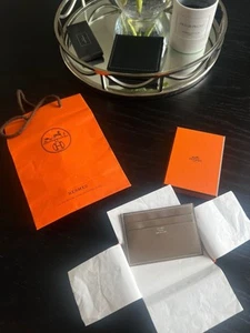 Hermès Citizen Twill Etoupe Swift Leder Glatt Kartenetui Geldbörse - Bild 1 von 5