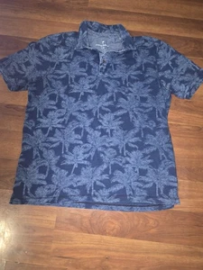 Tommy Bahama Palm Impression Algodón Polo Hombres Azul Floral Isla Zona Golf - Imagen 1 de 12