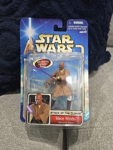 2002 Star Wars Saga Mace Windu Geonosian Rescue #28 AOTC Figure NEW Sealed Dis - Picture 1 of 2