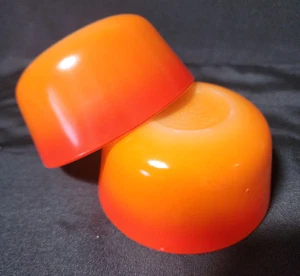 2 x 3¾" Fire King Red Orange Ombre Bowls - Picture 1 of 3