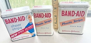 3 Johnson & Johnson Band Aid Tins Plastic & Sheer Strips - Picture 1 of 5