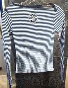Bluey-Girls blue/white striped long-sleeve sitting bluey shirt - Picture 1 of 4