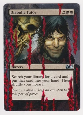 Altered Diabolic Tutor MP M12 WOTC MTG Magic Hand Painted Unique Extended Art! - Image 1 of 2