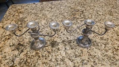 Par de 15 velas de plata de ley reforzada Rogers 1901-2 202 42 oz 1191 gramos Foto 1 de 4