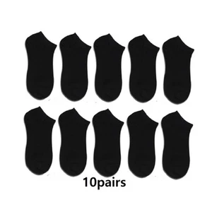 Calcetines tobilleros coreanos de verano de ajuste cómodo negros para hombre 10 pares envío gratuito Tra - Imagen 1 de 8
