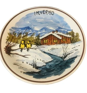 Portuguese Hand painted Winter Scene Plate Signed By Artist Portugal Artist - Picture 1 of 8