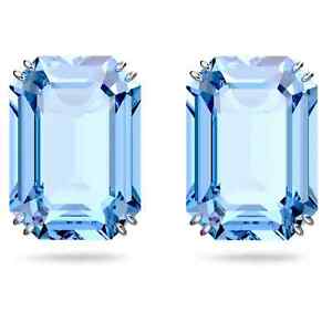 Swarovski Millenia Stud Earrings, Octagon Cut Crystals, Blue, Rhodium 5614935