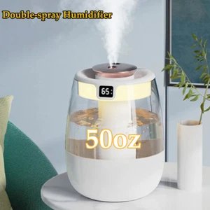 50oz Ultrasonic Humidifiers For Bedroom Room Office Cool Mist Air Humidifier - Picture 1 of 14