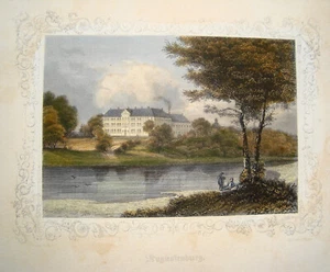 Augustenborg Slot Sonderburg Dänemark Syddanmark altkolorierter Stahlstich 1845 - Picture 1 of 2