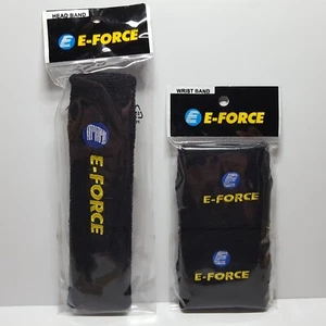 Bandas para sudar raquetball E-FORCE banda para la cabeza negra y par de muñequeras - 80 % algodón - Imagen 1 de 3