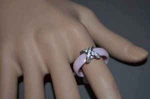 bague céramique rose, strass - Imagen 1 de 1