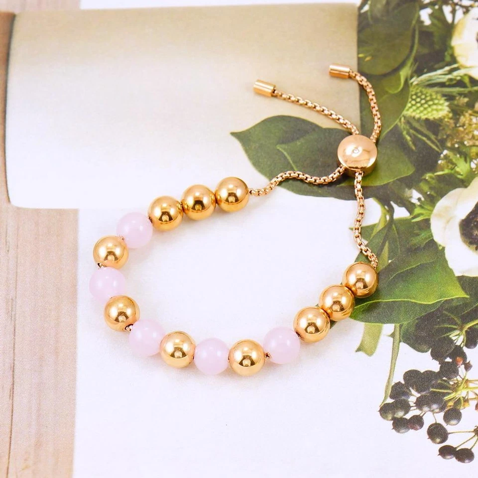 Nuevo Brazalete Deslizante Michael Kors Cuentas Cuarzo Rosa Tono Oro Rosa Foto 1 de 4