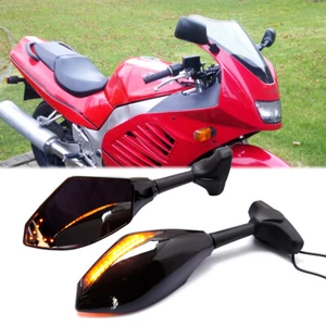 2x Sport Mirrors Rearview w/ LED Turn Signal Refit For Suzuki 1993-1997 RF600R - Picture 1 of 11