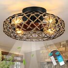 20''Rustic Hemp Rope Caged Ceiling Fans with Lights ,Kitchen Island