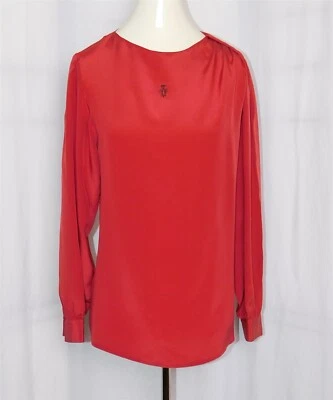 Vintage EMILIO PUCCI Women's Venetian Red Ruched 100% Pure Silk Blouse Size 10 - Image 1 of 4