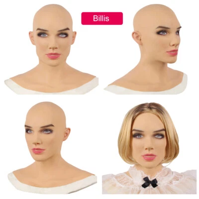 Máscara femenina de silicona realista sombreros máscaras faciales para travesti drag queen Foto 1 de 4