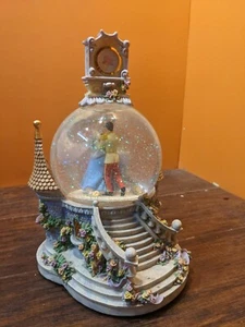 Disney Store Cinderella So This Is Love Light Clock Tower Music Snow Water Globe - Picture 1 of 11