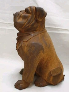 BULDOG ANGLAIS EN FONTE PATINE ROUILLE DECO MAISON ET JARDIN - Foto 1 di 3