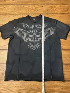 T-shirt maglietta manica corta DKNY Jeans 1989 nera teschio NYC grafica uomo taglia large - Foto 1 di 9