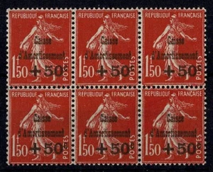 FRANCE STAMP YVERT 277 SCOTT B41 "SINKING FUND SOWER 1F50+50c BLOC 6"MNH VF Y187 - Picture 1 of 2