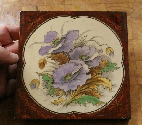 COLOURFUL antique ENGLISH aesthetic MAUVE flower TILE Cover