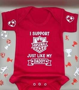 Arsenal FC Personalised Novelty Baby Football Vest Babygrow Bodysuit FREE P&P - Picture 1 of 24