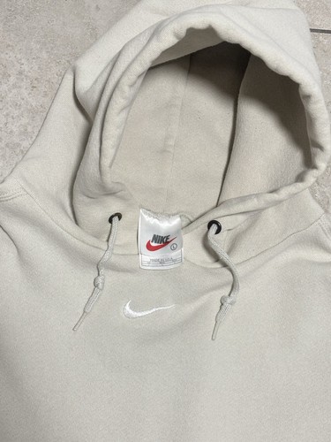 OFF WHITE Felpa con cappuccio Nike Center Swoosh vintage anni 90 marshmallow crema bianco sporco (L)