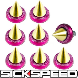 8PC PINK 5MM WINDSCREEN FENDER WASHER BOLT KIT W 24K GOLD SPIKES MOTORCYCLE M4 - Picture 1 of 1