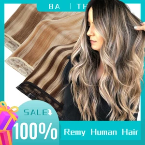 Extensiones de cabello 100 % humano con clip grueso Remy cabeza completa resaltar una pieza 22" - Imagen 1 de 48