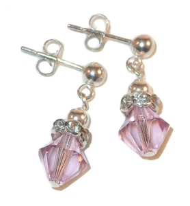 LT AMETHYST Kristall JUNI Geburtsstein Ohrringe Sterlingsilber Swarovski Elements - Bild 1 von 5