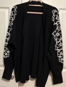 Chico's Black & White Soutache Open Cardigan Sweater Size 4 (20/22) NWT - Picture 1 of 12