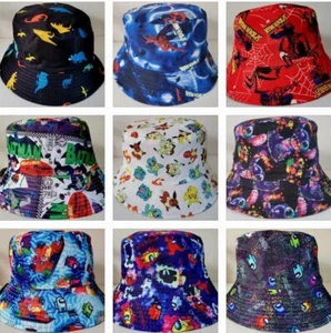 Kids / Adults Bucket Hats Spiderman Pikachu Stitch Fisherman Hat Cap Beanie sun - Picture 1 of 271