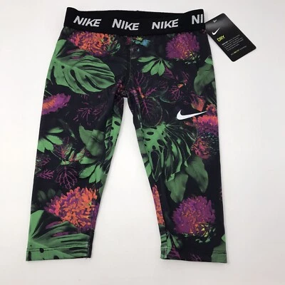 Nike Niñas Tropicales Florales Leggings Talla 6, 6X Dri-Fit Negro y Floral  Foto 1 de 4