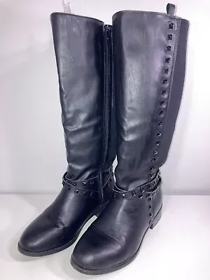 Torrid Boots Women’s Knee High Black Stretch Studs Side Zip Size 8W - Image 1 of 4