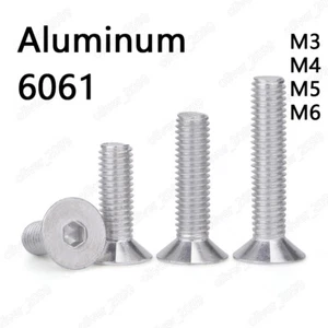 Aluminum Alloy 6061 Hex Socket Countersunk Flat Head Screws M3 M4 M5 M6 - Picture 1 of 5
